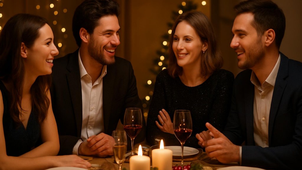 Gruppo di adulti in contesto sociale per Capodanno